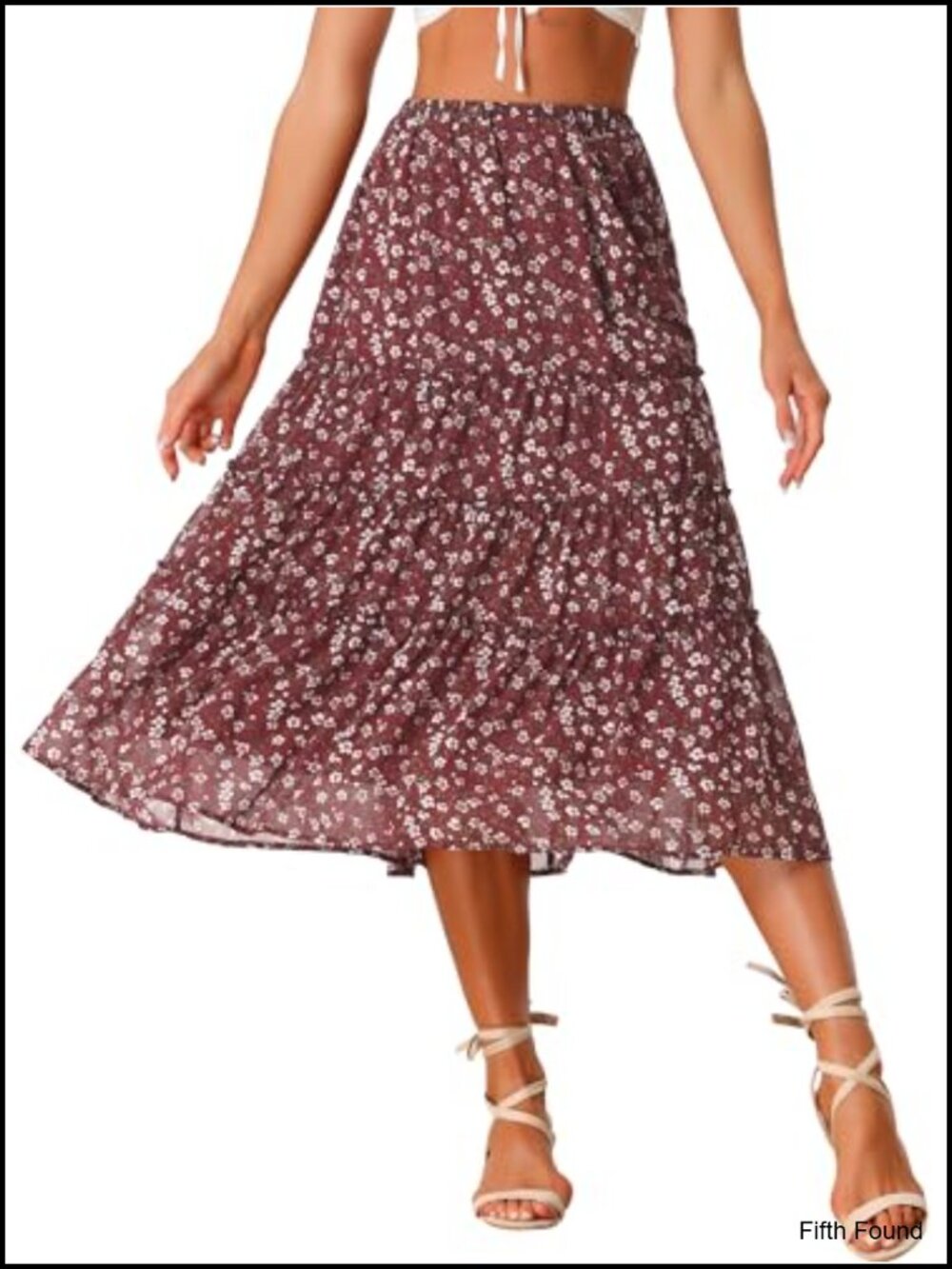 Women's Chiffon Floral A-Line Tiered Ruffle Maxi Skirt